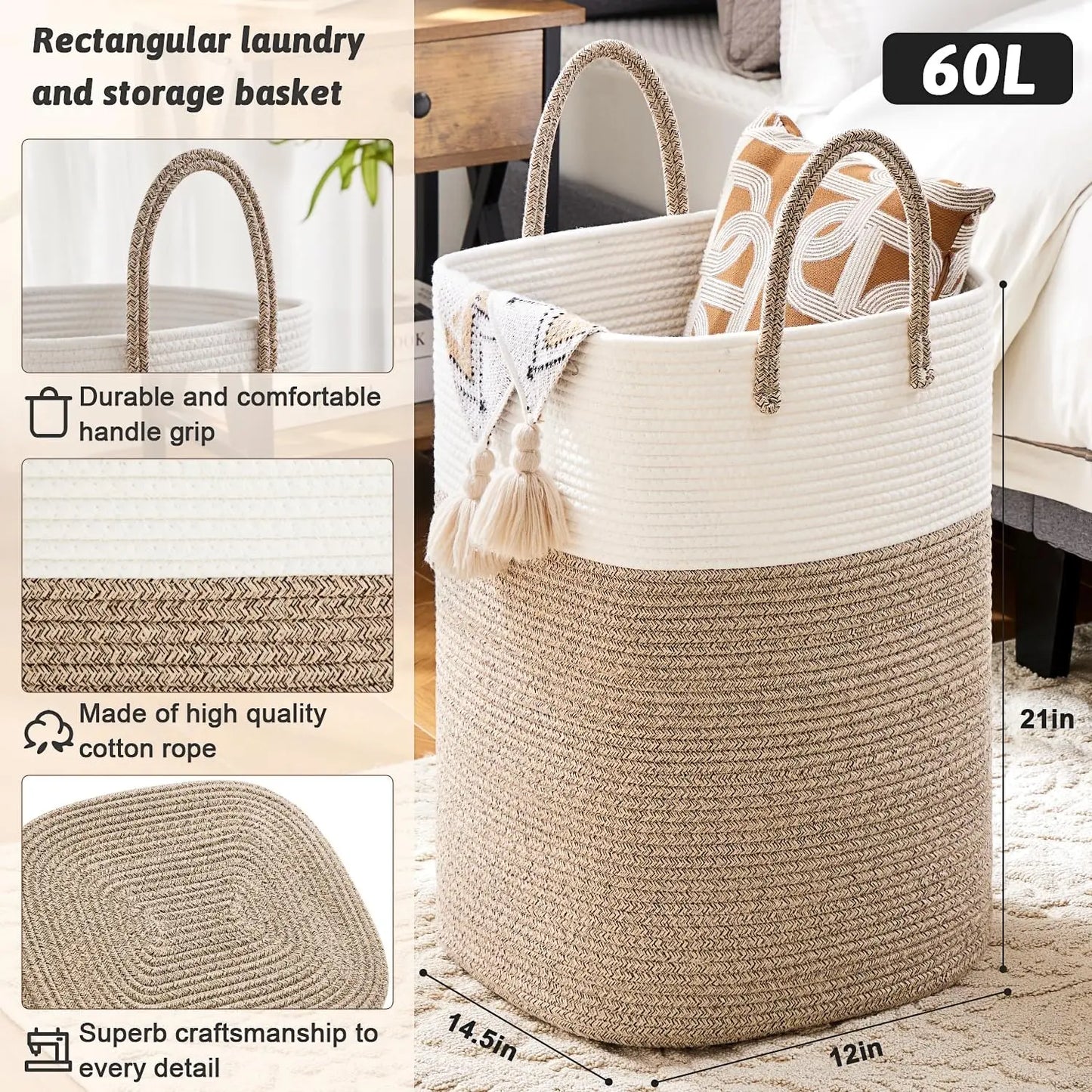 Woven Cotton Rope Laundry Hamper