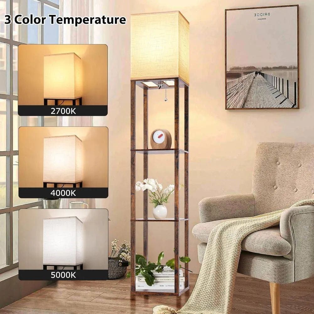 Floor Lamp with Shelf and Light