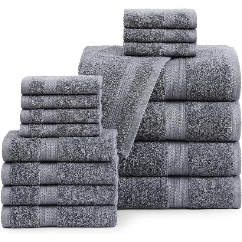 16 Piece Bath Towels - 100% Cotton