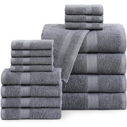 16 Piece Bath Towels - 100% Cotton