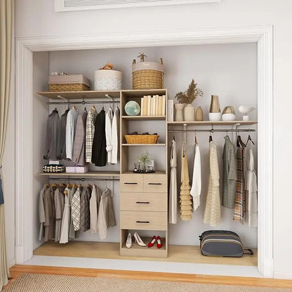 Wood Closet System With 3 Drawers