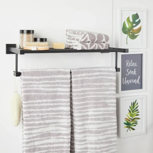Towel Shelf with Bar, 24 Inch