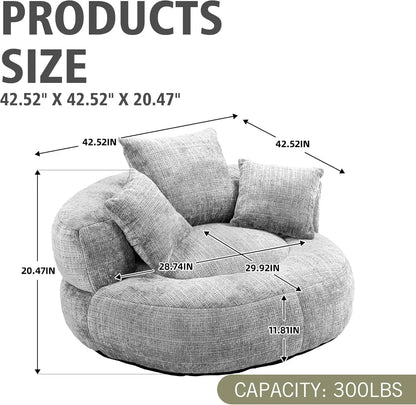 Large Beanbag Chair, Chenille Upholstered