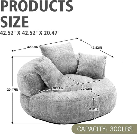 Large Beanbag Chair, Chenille Upholstered