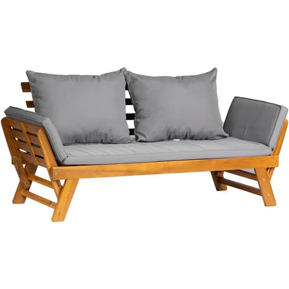 Acacia Wood Convertible Couch