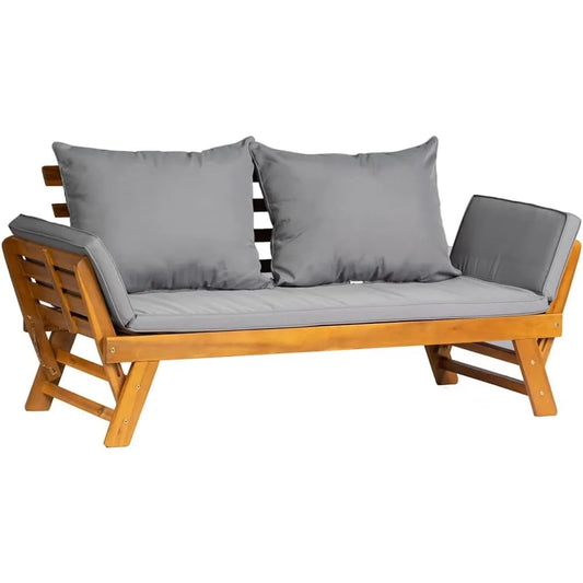 Acacia Wood Convertible Couch