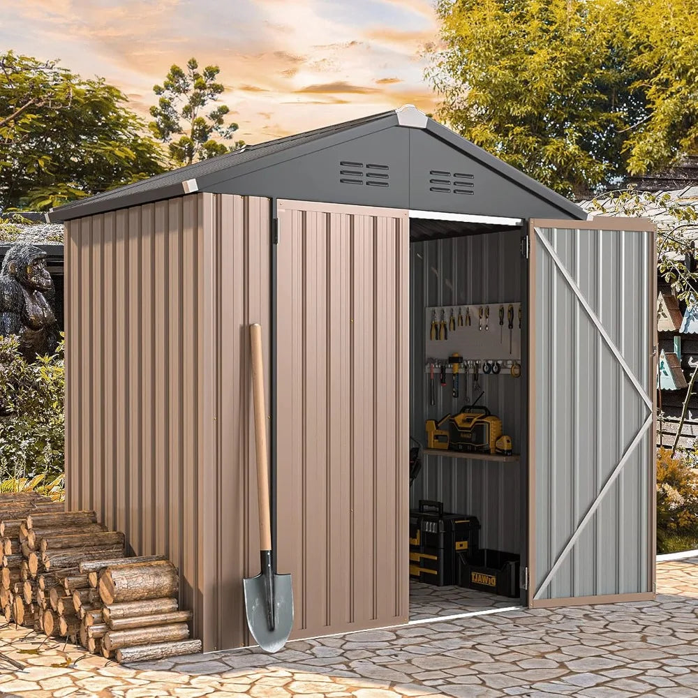 Utility and Tool Garden Shed with Lockable Doors