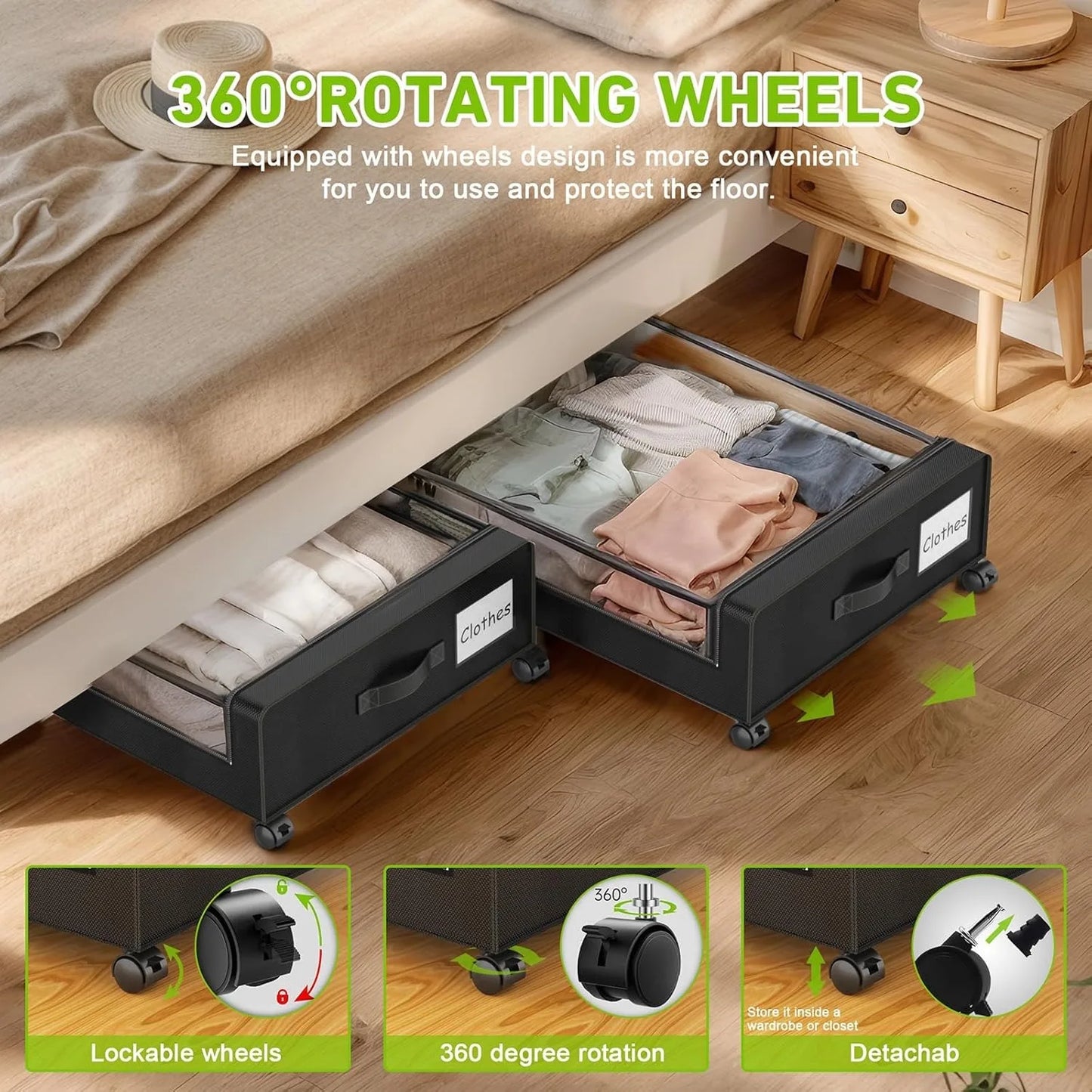 2-Pack Under Bed Storage Containers with wheels