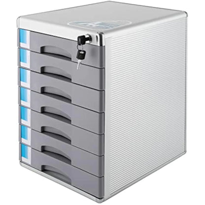7 Tier File Cabinet Desktop Drawer Organizer with Lock