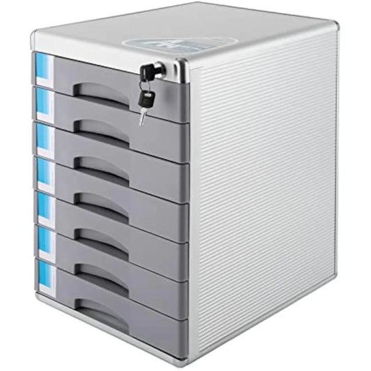 7 Tier File Cabinet Desktop Drawer Organizer with Lock