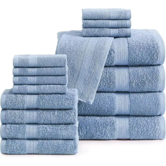 16 Piece Bath Towels - 100% Cotton