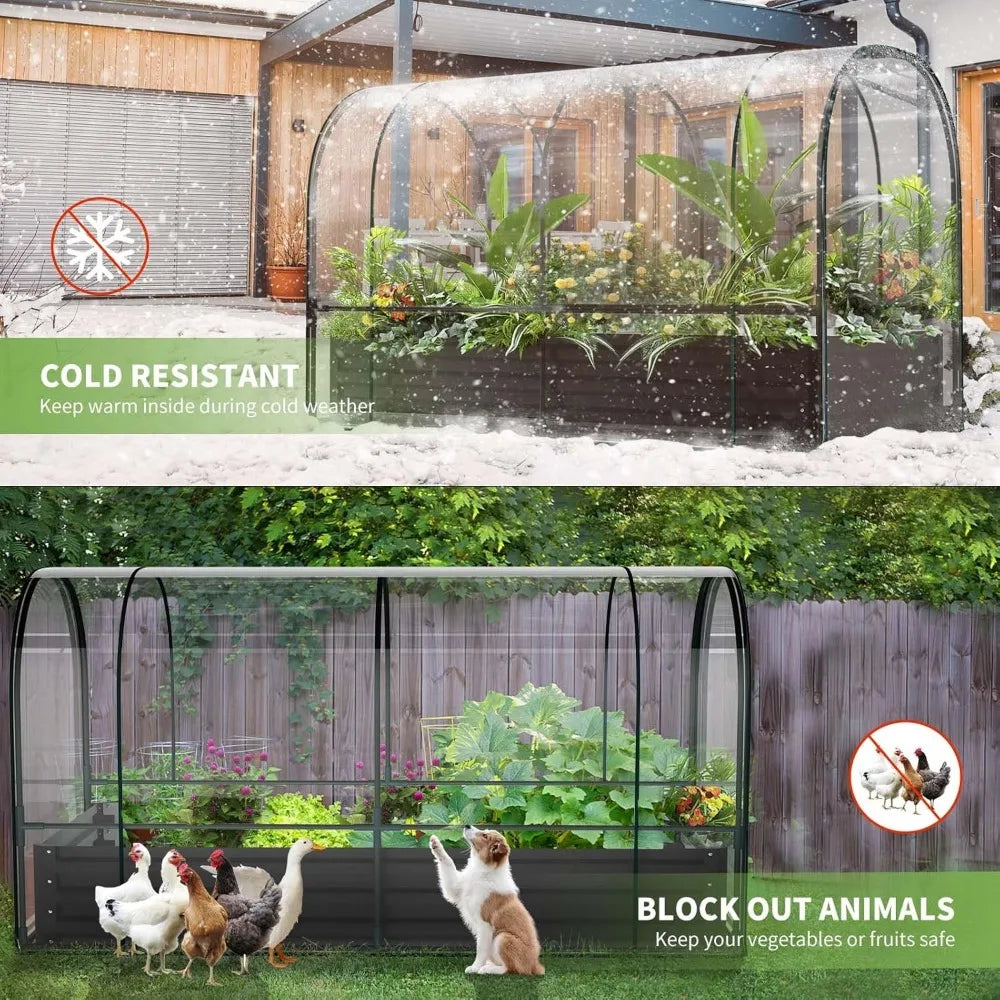Galvanized Raised Garden Bed with Cover, 71"x35.4"x45.2"