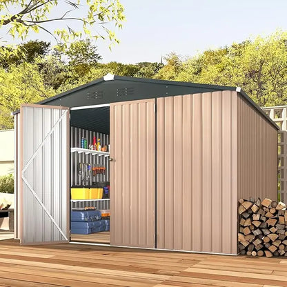 Utility and Tool Garden Shed with Lockable Doors