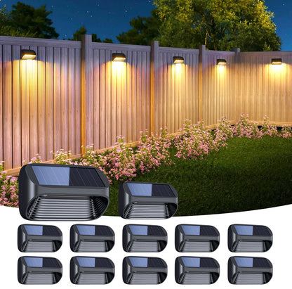 6/12 Pack Fence Lights Solar Powered, Auto On/Off,
