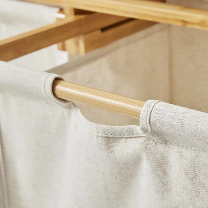 Bamboo Rectangular Laundry Sorter with Liner Bags