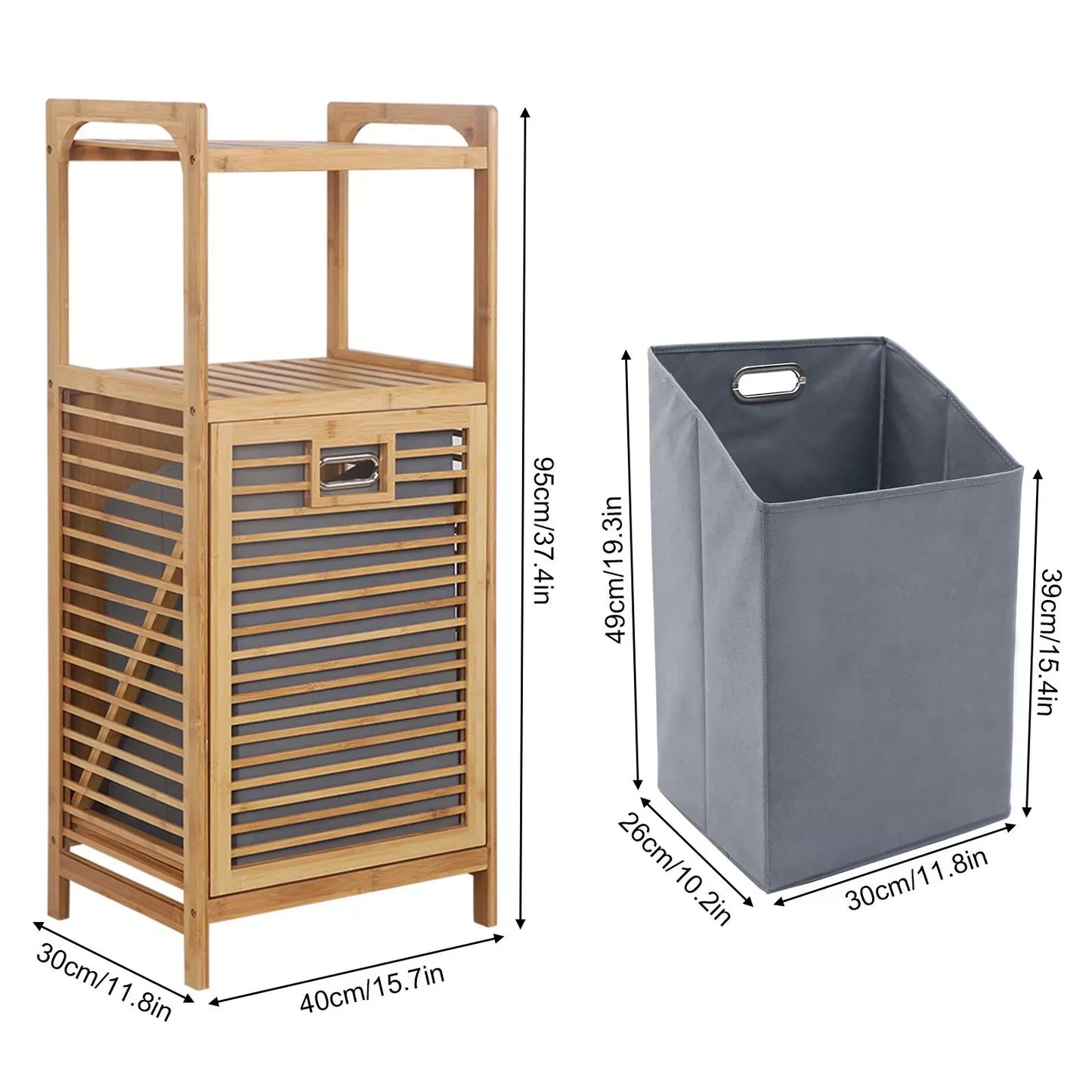 Fabric Bamboo Bathroom Laundry Hamper