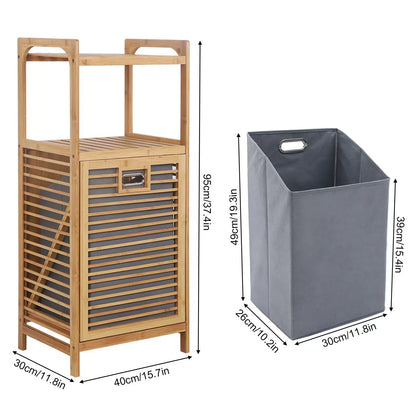 Fabric Bamboo Bathroom Laundry Hamper