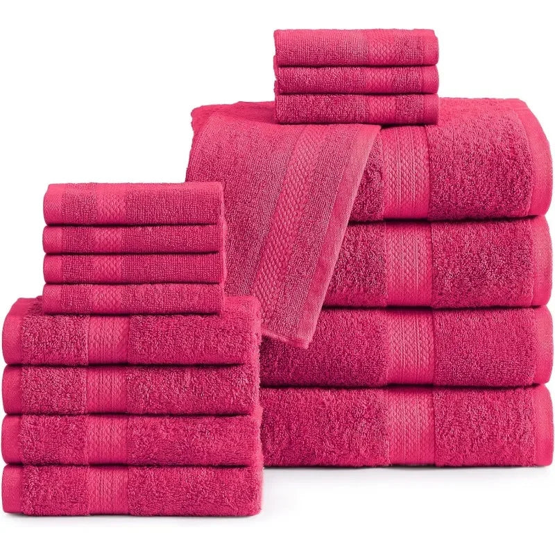 16 Piece Bath Towels - 100% Cotton