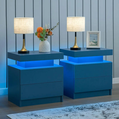 Nightstand with 2 Drawers and LED Lighting