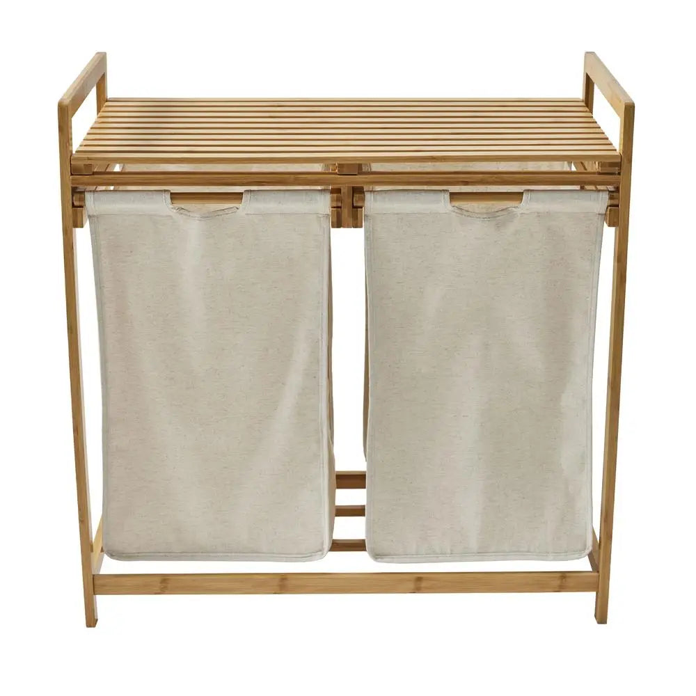 Bamboo Rectangular Laundry Sorter with Liner Bags