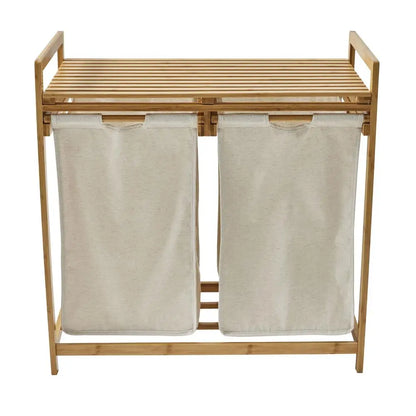Bamboo Rectangular Laundry Sorter with Liner Bags