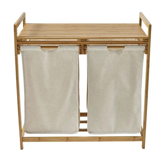 Bamboo Rectangular Laundry Sorter with Liner Bags