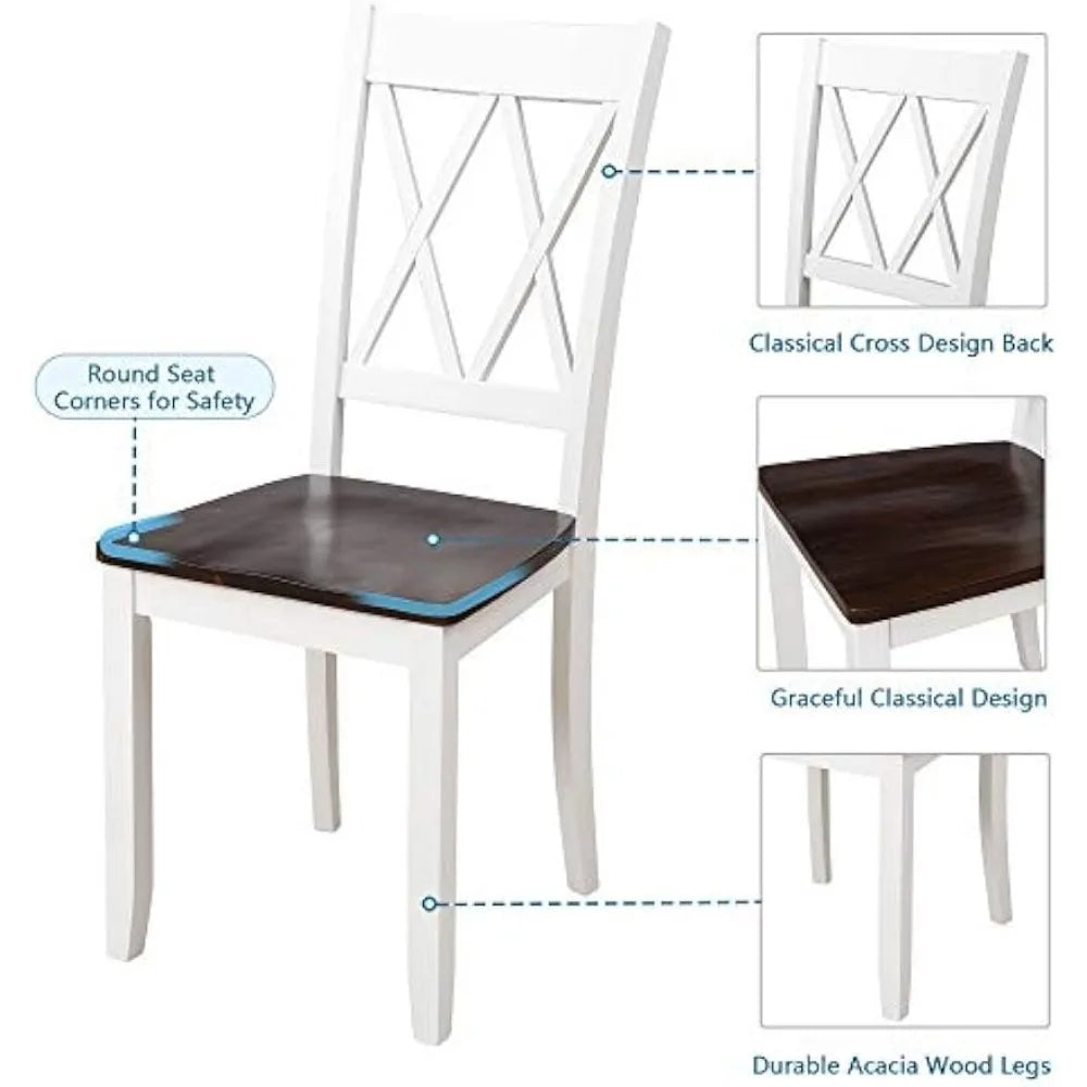 Wood Kitchen Table Set with Table and 4 Chairs