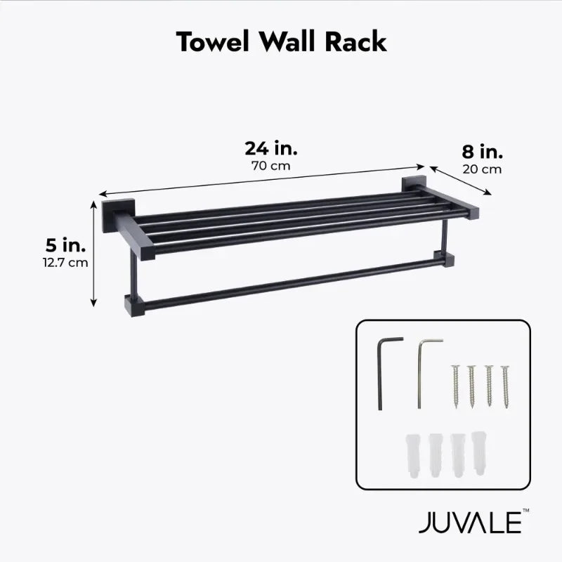 Towel Shelf with Bar, 24 Inch