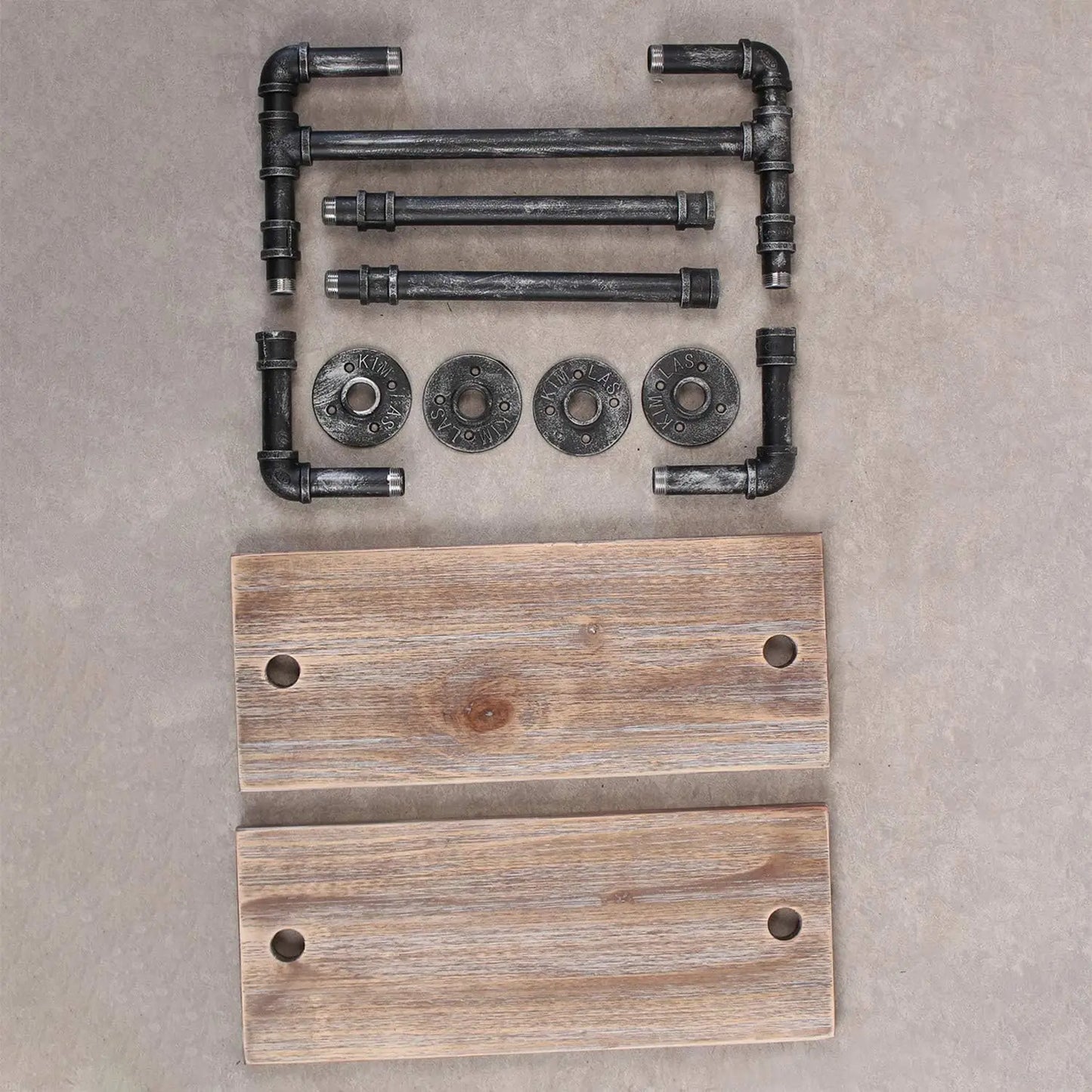 Wall Mounted Rustic Wood Shelf with Towel Bar