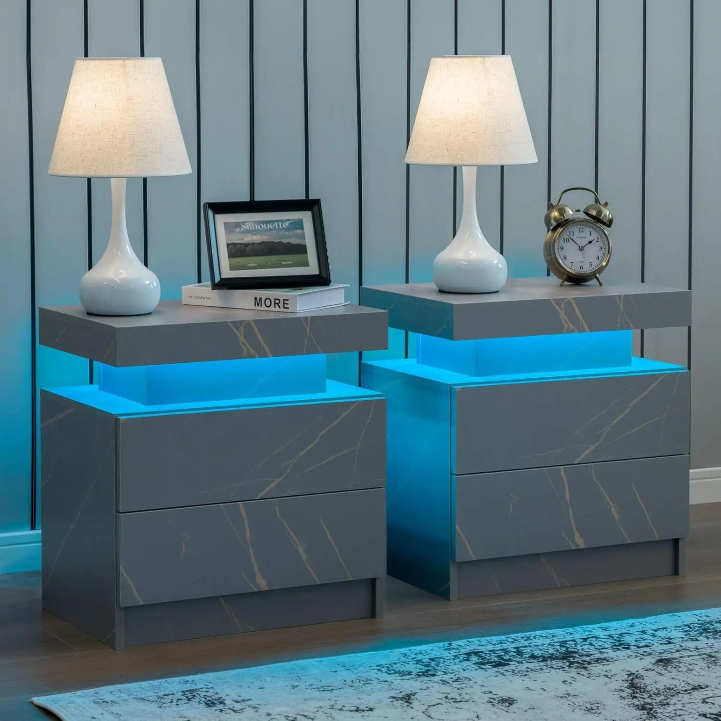 Nightstand with 2 Drawers and LED Lighting