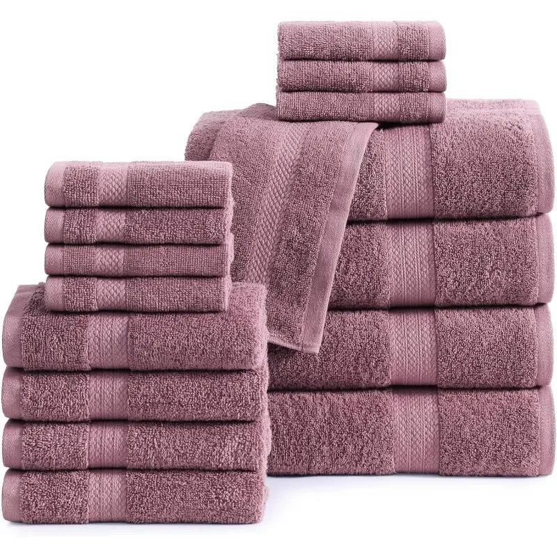 16 Piece Bath Towels - 100% Cotton