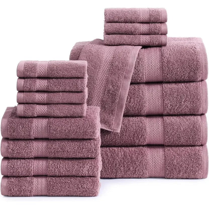 16 Piece Bath Towels - 100% Cotton