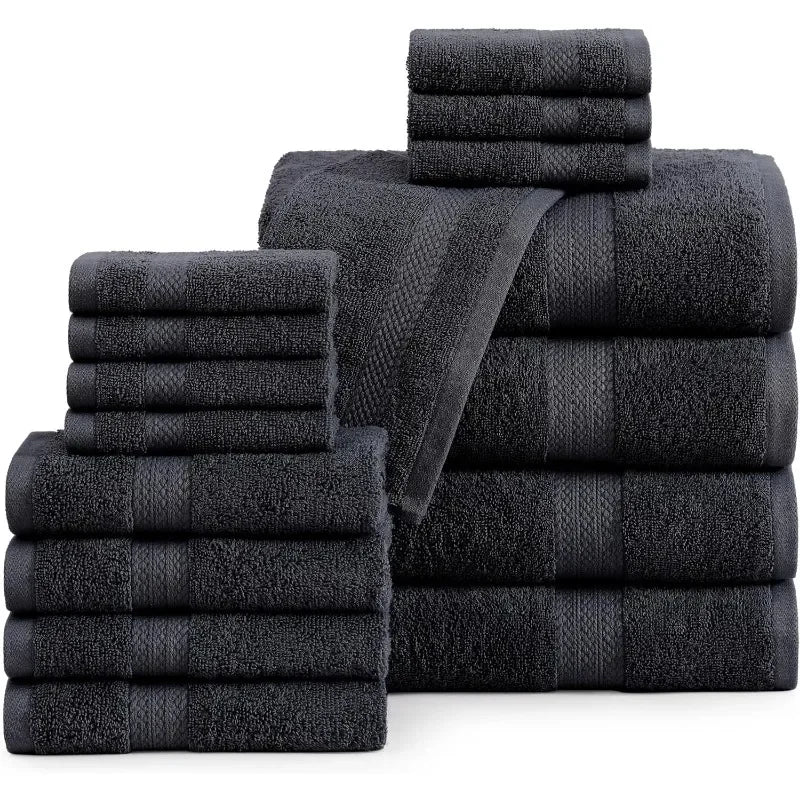 16 Piece Bath Towels - 100% Cotton