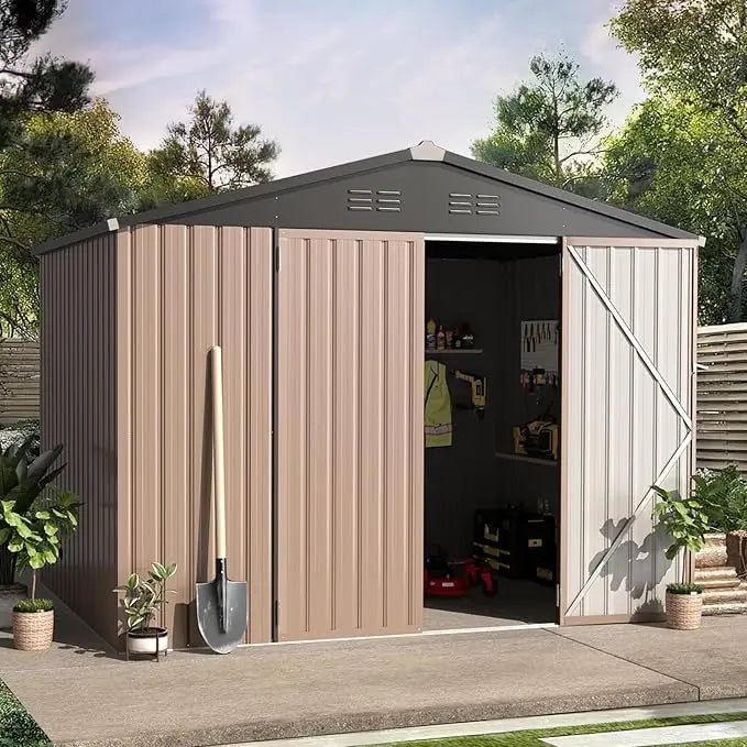 Utility and Tool Garden Shed with Lockable Doors