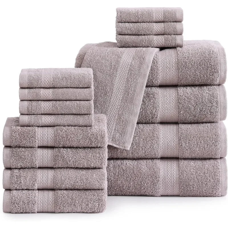 16 Piece Bath Towels - 100% Cotton