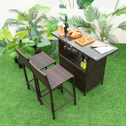 Patio 3PCS Wicker Bar Set