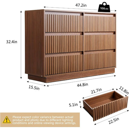Wood Dresser with Six Drawers