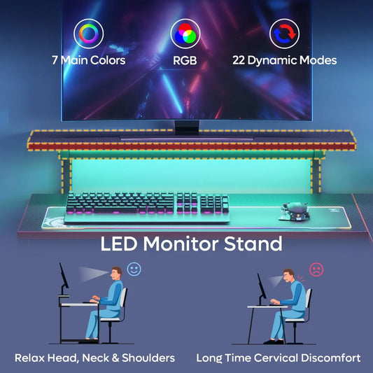 42" Reversible L-Shaped Gaming Desk with Monitor Stand