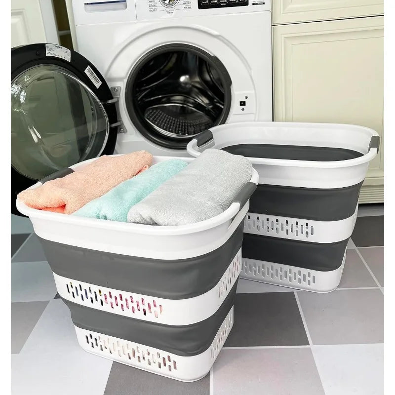 Collapsible Plastic Laundry Basket - 10.5 Gallon