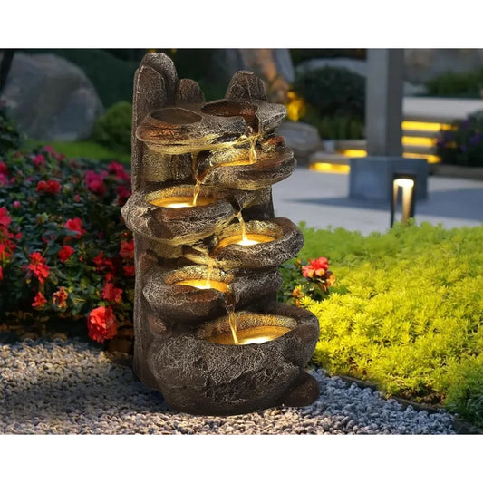 6-Tier Cascading Rock Water Fountain
