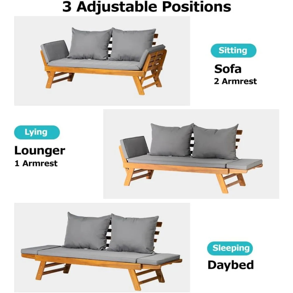 Acacia Wood Convertible Couch
