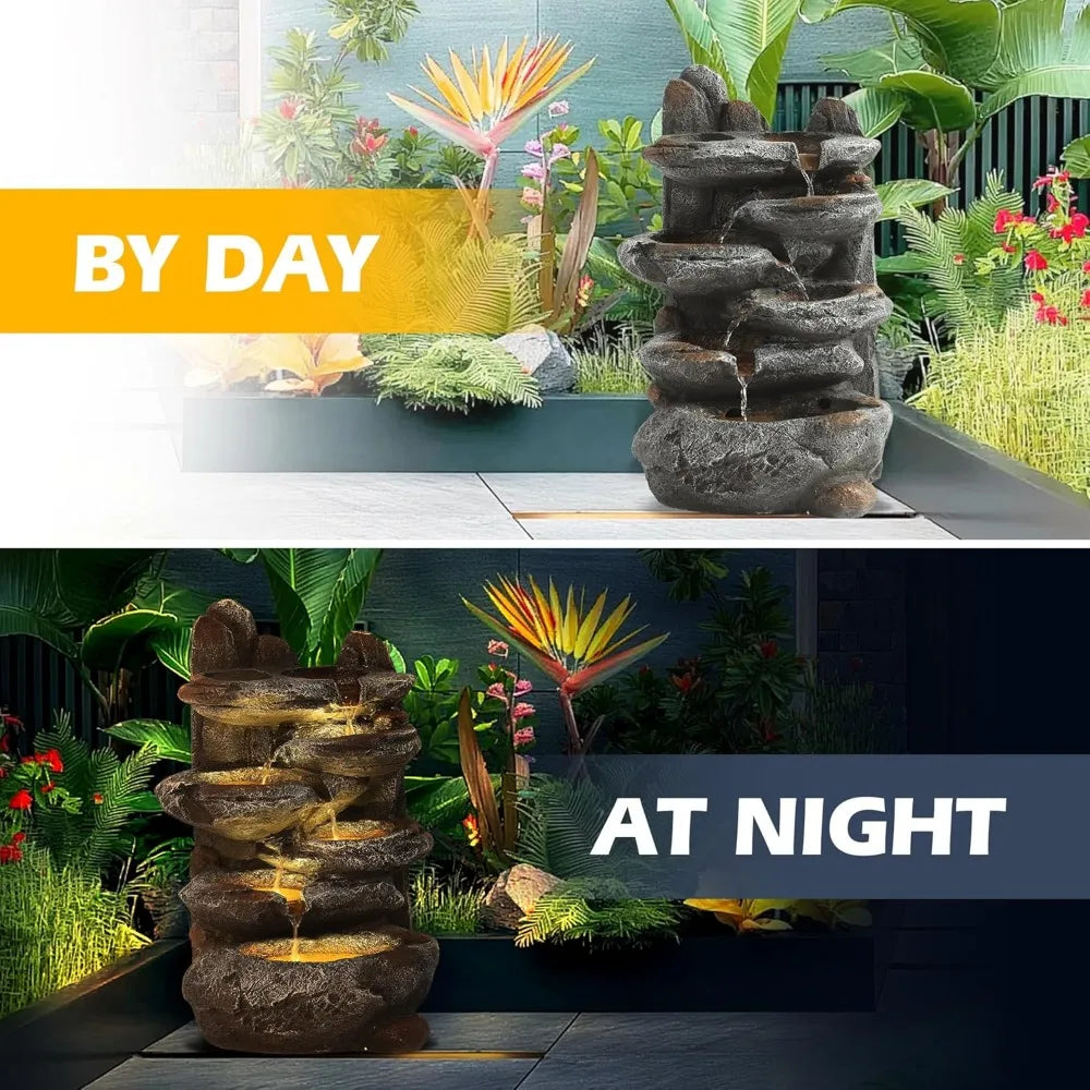 6-Tier Cascading Rock Water Fountain