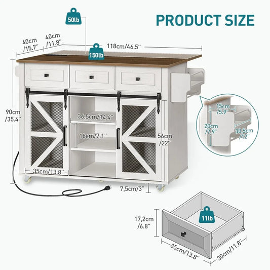 Kitchen Island W/ charging station